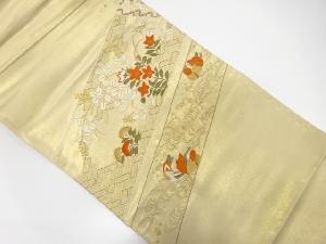 アンティーク　池口商事製　鴛鴦に秋草模様刺繍袋帯（材料）